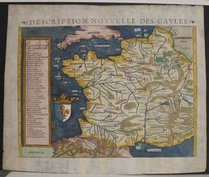 FRANCE KINGDOM OF FRANCE 1556 MÜNSTER UNUSUAL ANTIQUE WOODCUT MAP FRENCH EDITION - Picture 1 of 1