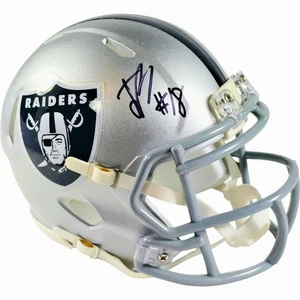 Jack Bech Signed Las Vegas Raiders Riddell Speed Mini Helmet Proof Photo COA - Foto 1 di 8