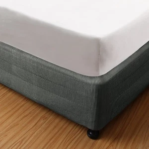 Box Spring Coverwrap Around Elastic.vertical Stripe Pattern Bed Skirt Alternativ - Picture 1 of 6