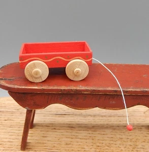 Vtg OOAK David Krupick Doll's Pull Toy Wagon Artisan Dollhouse Miniature 1:12 - Picture 1 of 11