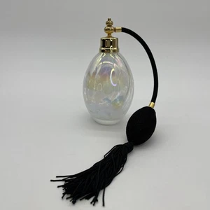 Art Glass Perfume Atomizer 6” Refillable Mottled Iridescent Design - Picture 1 of 8
