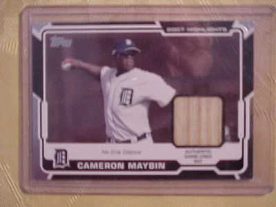 2008 Topps Cameron Maybin Baseball Card HR-CM Game Used Bat 2007 Highlights H192 - Image 1 of 4