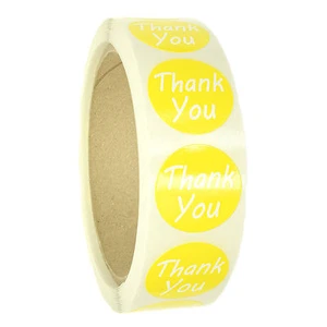 Yellow "Thank You" Labels Stickers - 1" diameter - 500 ct Roll - SL088F - Bild 1 von 2