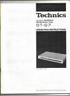 Technics Quartz Synthesizer FM/AM ST-S7 Instruction Manual Brochure Handbook