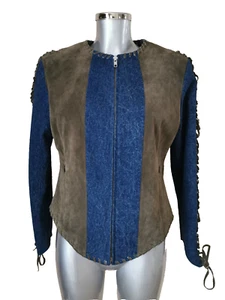 Balmain - Jeansjacke Blau Und Suede Brown - T.38/40fr - Tb.état - Bild 1 von 5