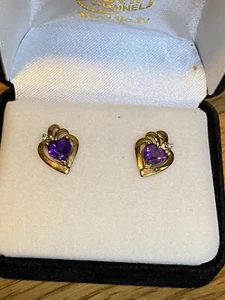 ESTATE FIND 10k YG AFRICAN AMETHYST & DIAMOND 1.410cts COA SHIPS PRIORITY MAIL - Picture 1 of 8