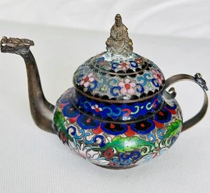 Antique Chinese Cloisonne Small Teapot - Picture 1 of 7