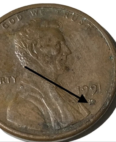 1991 D Lincoln Cent Extra Metal On Mint Mark Error Cover