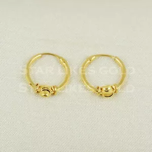 Gold Earrings 18K Gold hoop Earrings 18K Real Gold Earrings Bali - Picture 1 of 6