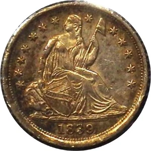 1839 H10C Liberty Seduto mezzo centesimo - Stelle senza drappeggio - Foto 1 di 2