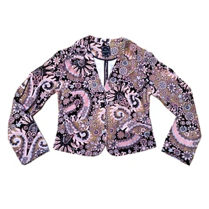 My Michelle Floral Paisley Corduroy Blazer Womens Junior Large Jacket Y2K Boho - Picture 1 of 3