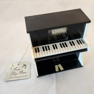 Caja de música de piano vertical de plástico pesado vintage de 4" - 2 melodías - Funciona - Imagen 1 de 11