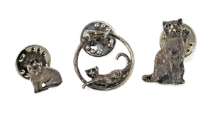 Konvolut drei 925 Sterling Silber Kätzchen Katze Krawattennadeln - Bild 1 von 5