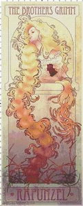 Gothic Mucha Style Rapunzel Fine Art Counted Cross-Stitch Pattern Chart - Picture 1 of 1