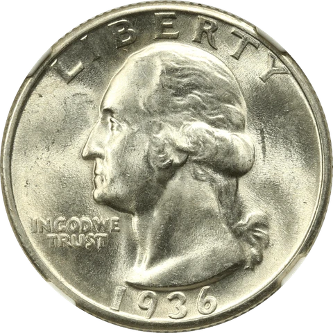1936 Washington Quarter 25c, NGC MS 65 Cover