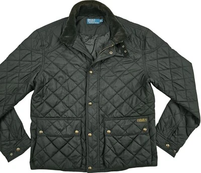 *HOT VTG Men's POLO RALPH LAUREN @ SPORTS QUILTED Corduroy Collar BLACK Jacket L - Image 1 of 4
