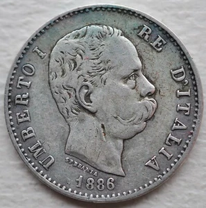 1 Lyre 1886 Re Umberto I Kingdom D'Italia - Picture 1 of 2