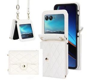 For Motorola Razr 40 Ultra Crossbody Wallet Case RFID Blocking Card Slots Cover - Picture 1 of 18