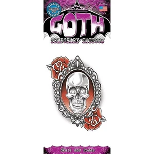 Tatuaje temporal, calavera y rosas Tinsley Transfers - Imagen 1 de 1