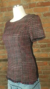 41Hawthorne StitchFix Damen Top Mehrfarbig Boucle Vorne Schwarz Strick Hinten Gr. S - Bild 1 von 7