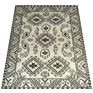 ¡Libre de tarifas! Alfombra Oushak anudada a mano 4x6 alfombra marroquí de lana plateada para el hogar - Imagen 1 de 11