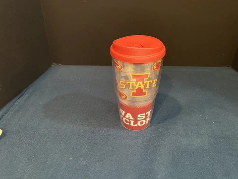 IOWA STATE CYCLONES ThermoServ Clear Plastic Travel Mug Cup ISU Tumbler with Lid Cover