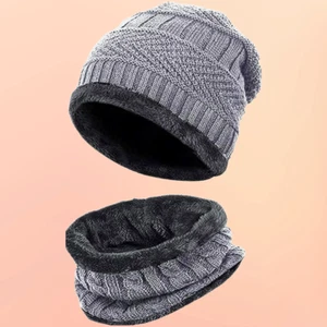 Winter Knit Neck Scarf and Warm Beanie Cap Hat Combo 2 Pcs In One Woolen Winter - Bild 1 von 62