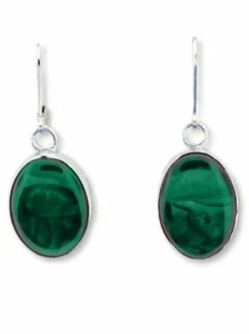 Pendientes colgantes de plata de ley concha verde - Imagen 1 de 1