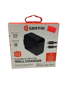 Griffin PowerBlock USB-C PD 20W Wall Charger with USB-C to iPhone Cable - Picture 1 of 1