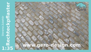 GERO DESIGN Diorama Zubehör, 1000 Keramik Rechteckpflaster, Pflastersteine 1:35