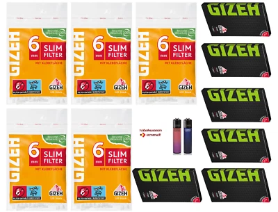 600 Blättchen GIZEH Black Fine mit 600 GIZEH Slim-Filter 6mm und 2 Clipper