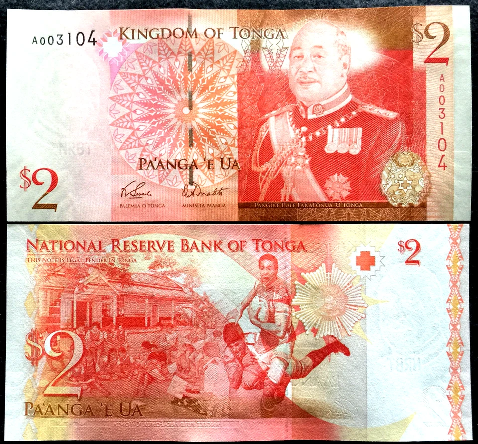 Billete Reino de Tonga 2 Pa'anga 2008 P38 moneda mundial UNC Foto 1 de 1