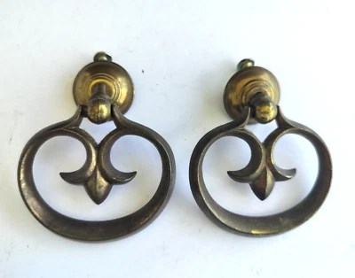 批量 2 件 Knocker 风格滴环拉柄背板黄铜复古 3 — 第 1/4 张图片