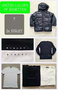 United Colours Of Benetton Feather Down Jacket + Sisley Tshirts, Size 6-7 Girls - Picture 1 of 11