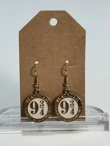 Platform 3/4 Handmade Earrings! Gold & White, Harry Potter Jewelry for any age! - Picture 1 of 5