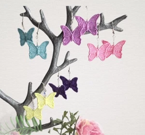 Butterfly Earrings With Swarovski Crystals in a choice of 5 colours - Picture 1 of 12