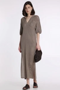 Brunello Cucinelli Häkelkleid offen Strick braun Gr. M neu mit Etikett $ 4499 - Bild 1 von 8