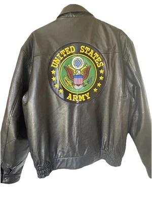 Chaqueta de cuero grande del ejército de Estados Unidos/chaqueta de motocicleta Foto 1 de 4