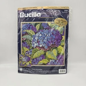 Kit punto ago Bucilla vintage fiore ortensia blu 14x14 cuscino/foto 4759 - Foto 1 di 4
