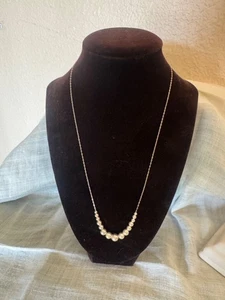 Graduated slider beaded 15 beads Sterling Silver 20” Necklace. 2.9 grams NICE - Picture 1 of 5