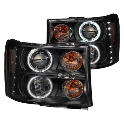 For GMC Sierra 2500 HD 07-14 Headlights Driver & Passenger Side Black CCFL Halo Foto 1 de 4
