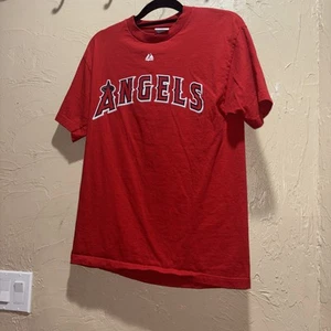 Los Angeles Angels Kendrys Morales # 8 Majestic T-Shirt Medium Red MLB Cotton - Picture 1 of 21