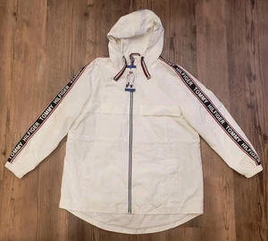Tommy Hilfiger • Women's Windbreaker Hoodie Full-Zip Logo Jacket • White/L - Picture 1 of 6