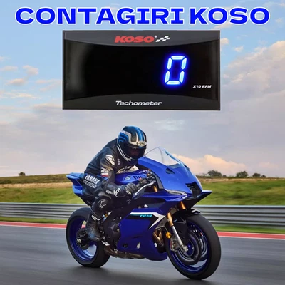 Contagiri RPM KOSO blu digitale per moto - LCD - Universale - Image 1 of 4