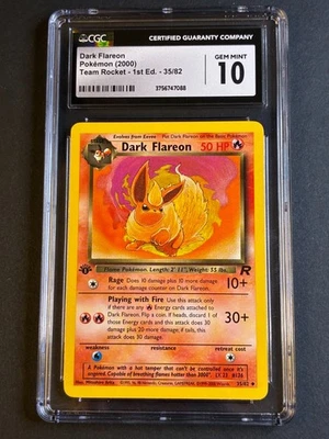Dark Flareon 1st Edition 35/82 Team Rocket CGC 10 - Image 1 of 2