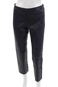 Stouls Womens Cropped Ankle Leather Pants Black Size M - Picture 1 of 6
