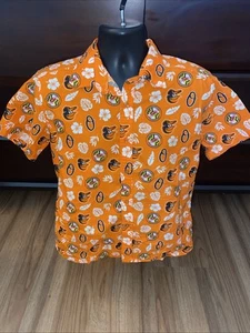 Baltimore Orioles Orange Hawaiian Button Up Shirt Mens M Elevin Group Baseball - Picture 1 of 6