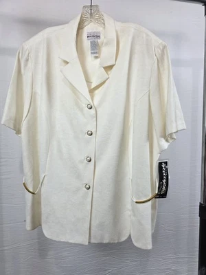 Nuevo Top Blazer De Colección Perceptions by Irene B. Mujer Talla 22W Blanco Manga Corta  Foto 1 de 4