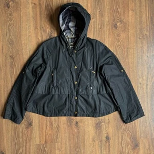 Barbour Proclaim Wax Jacket Poncho Black Hooded UK12 USA8 - Picture 1 of 9