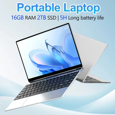 14.1" Slim Bezel Laptop Intel N3700 16GB RAM 2TB SSD Windows 11 Lightweight - Image 1 of 4